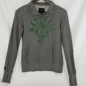 JanSport Marshall University Half Zip Sweatshirt Womens Small Gray Green Team